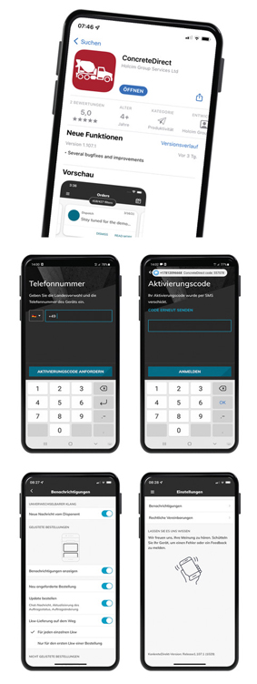 concretedirect mobil app erste schritte