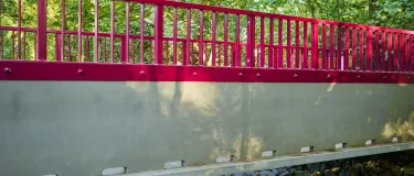 Zoom Brücke aus Carbonbeton in einem Wald.