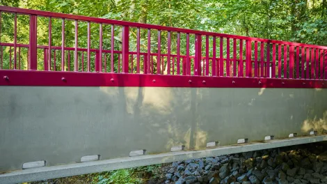 Zoom Brücke aus Carbonbeton in einem Wald.