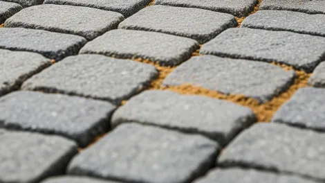 Kopfsteinpflaster im Zoom.