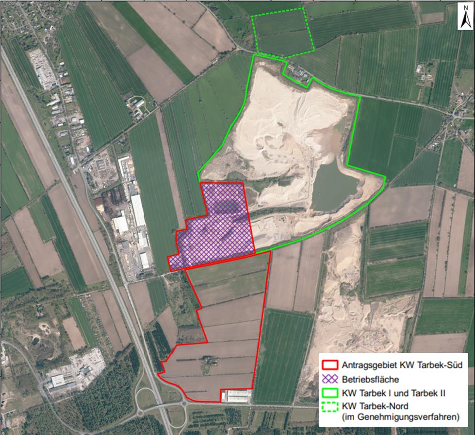 Kieswerk Tarbek Rohstoffsicherung Luftaufnahme